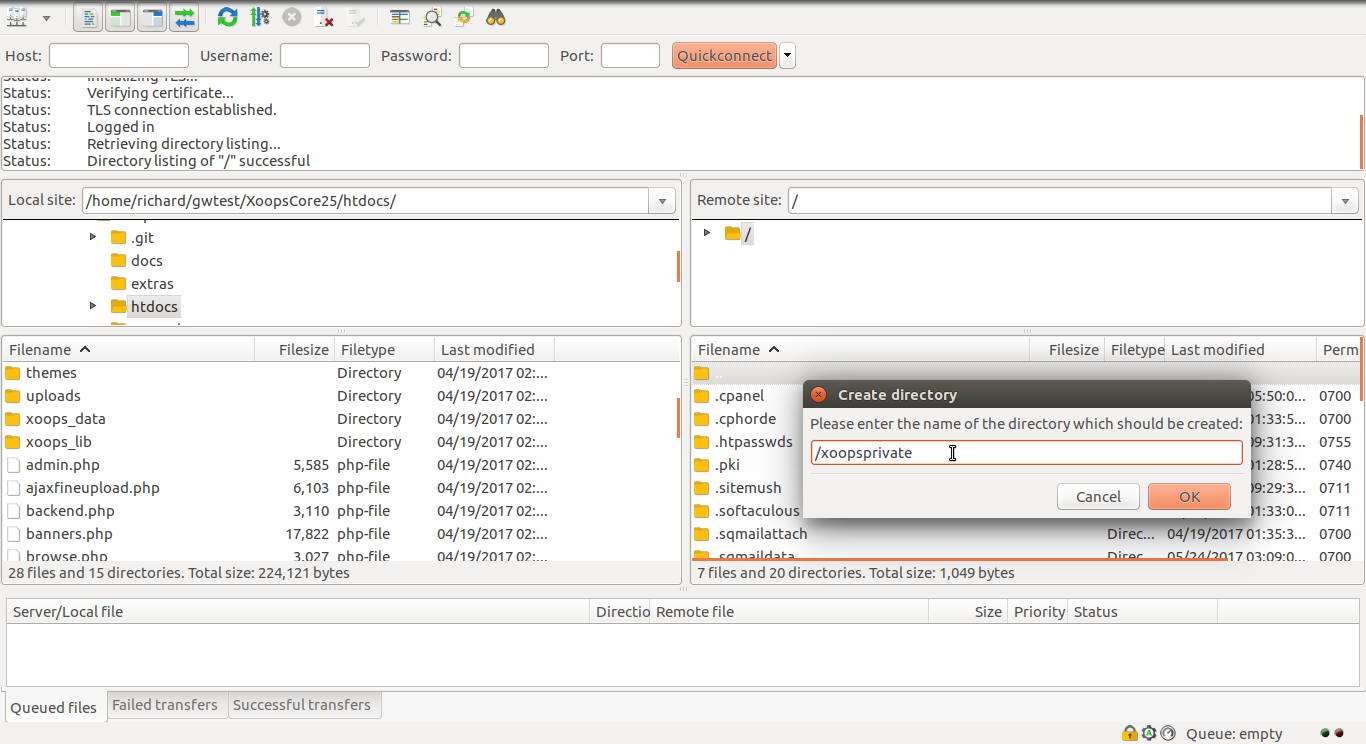 Filezilla Create Folder