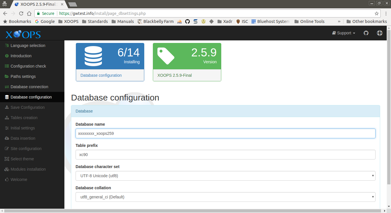 XOOPS Installer Database Configuration